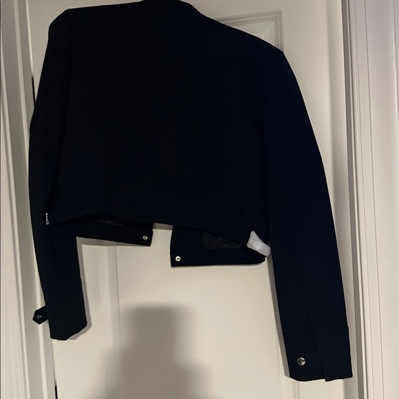 Zara Women's Chic Black Motto Collar Jacket - Picture 5 of 6